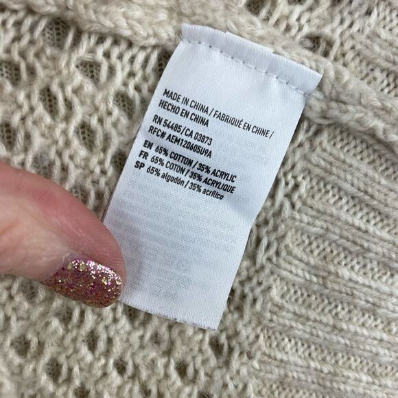 Pre-Owed American Eagle Knit Cream Cardigan Sweater Size S - Picture 6 of 6